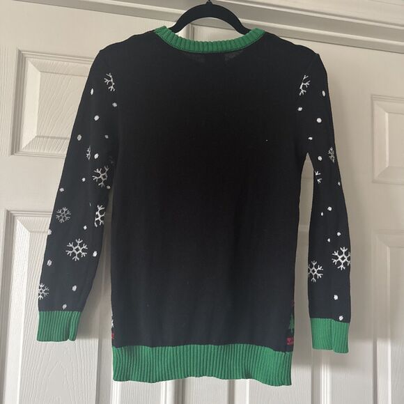 Ugly Christmas Big Kid Holiday Sweater Sz Large Cat Sleigh Funny Festive Party - Picture 5 of 11